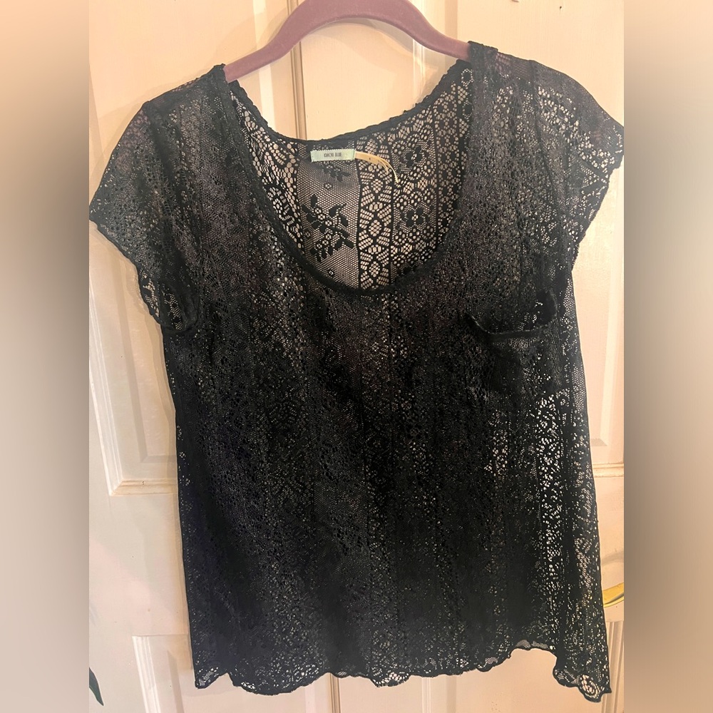 Black sheer blouse, Kimchi Blue for Urban Outfitters